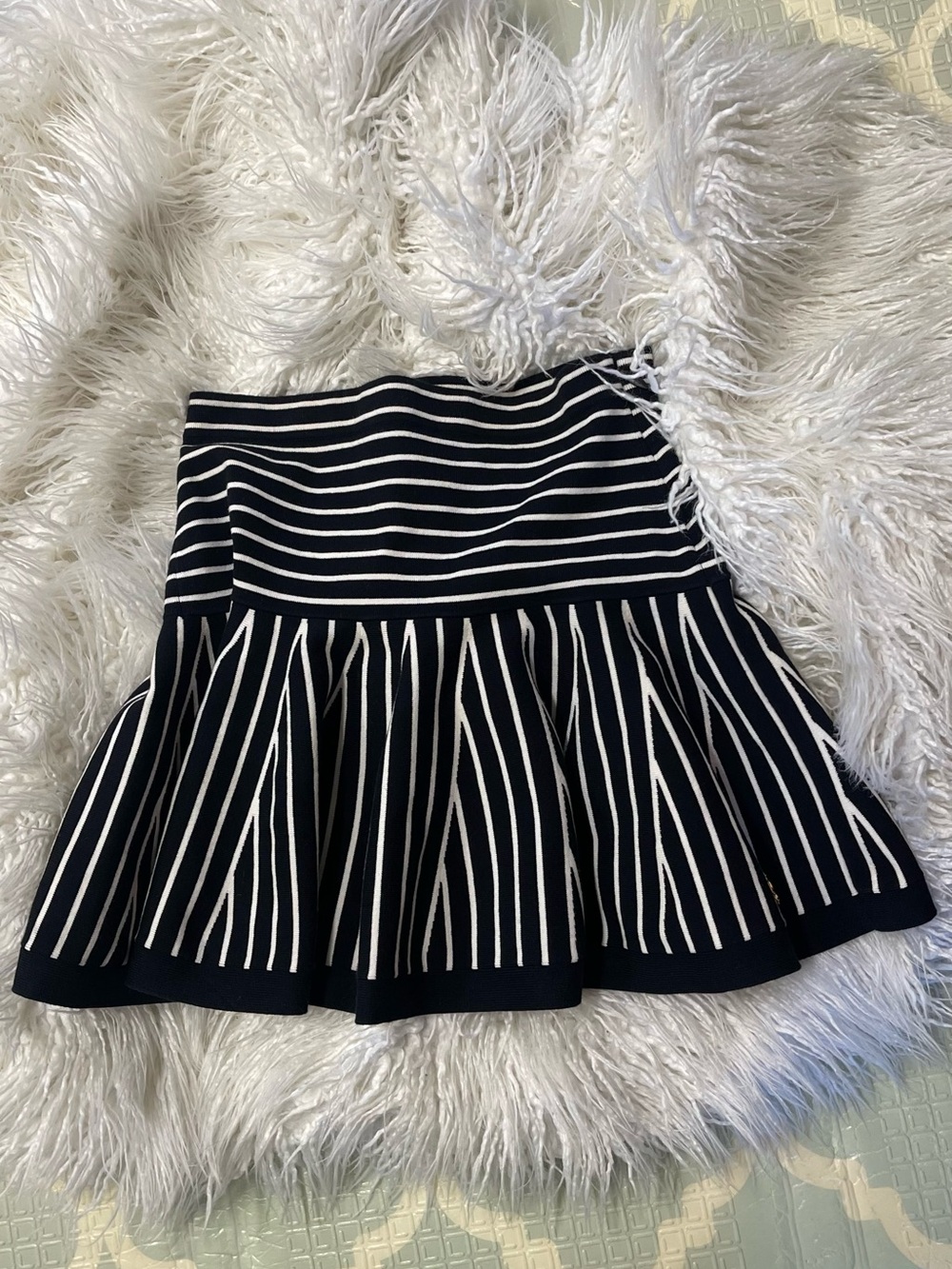 Juicy Couture Black and White Striped Flared Skirt